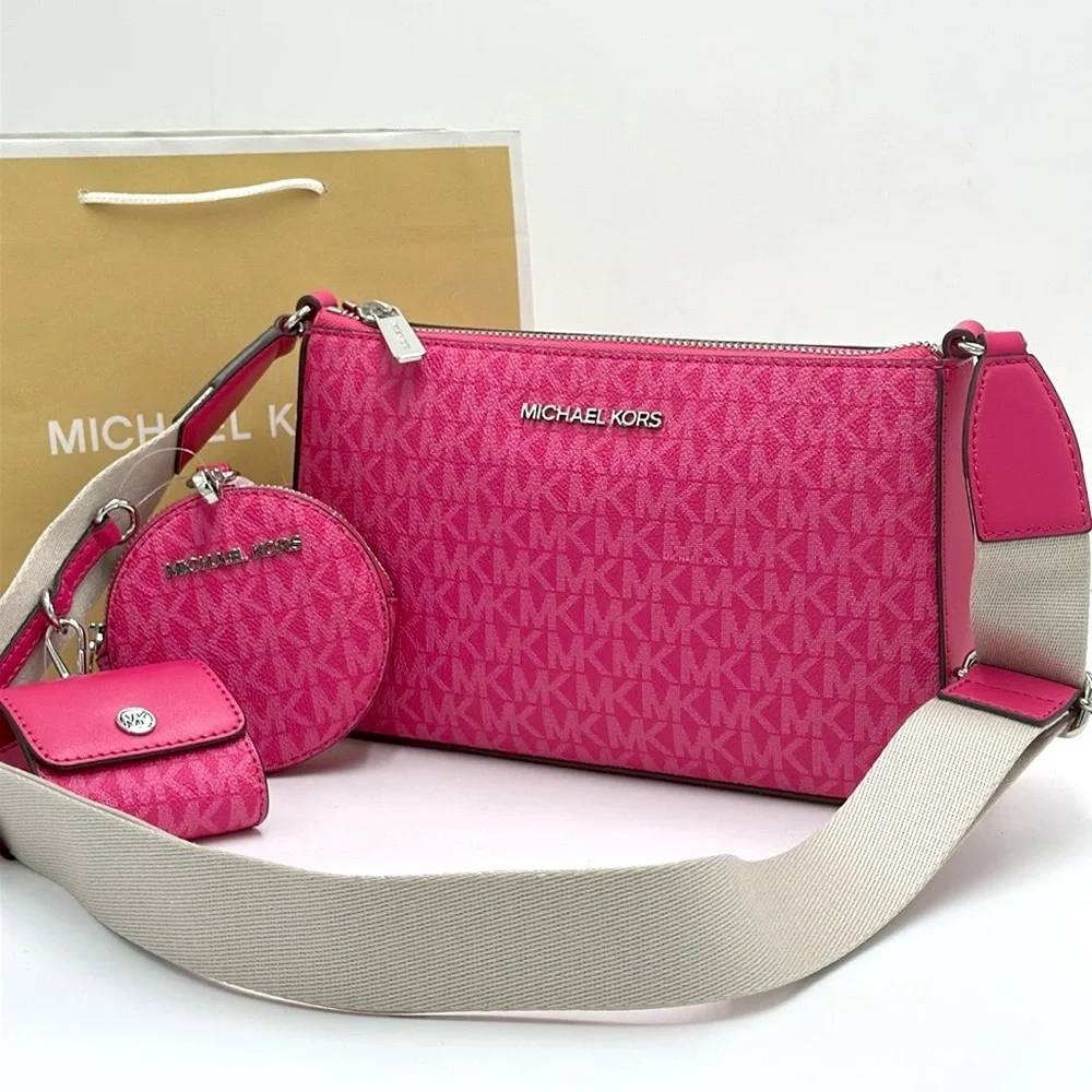 Michael Kors Jet Set Logo Crossbody Bag &Case for Apple Airpods Pro Dragonfruit